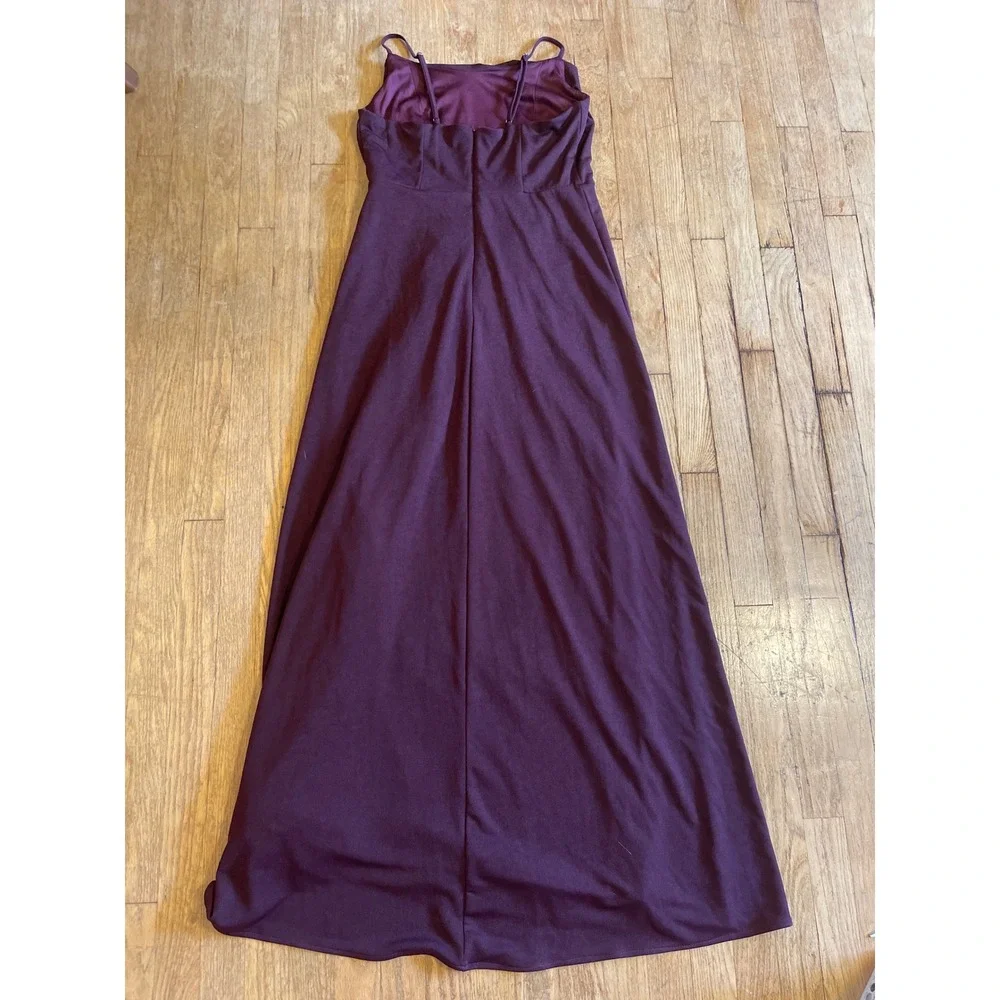 Birdy Grey Burgundy Bridesmaid Dress Cowl Neck Maxi Spaghetti Strap Formal Large